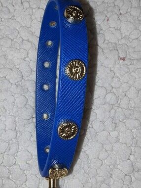 "FLASH SALE" NEW Tory Burch Blue Leather Sunflower Logo Wrap Bracelet/Choker